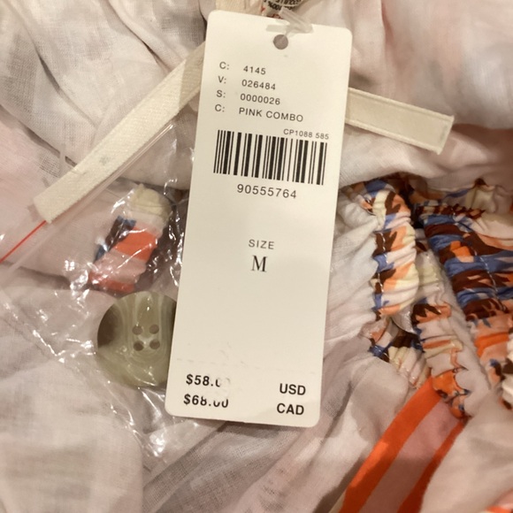 Anthropologie Button-Front Floral Striped Button-Front Cropped Tank Medium NWT - Picture 10 of 12